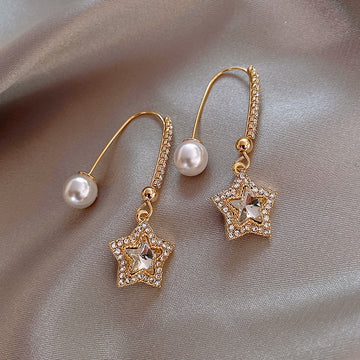 E1592 - Star Drop Pearl Earrings
